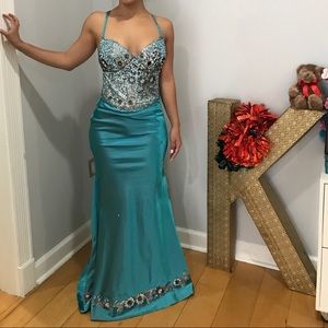 Beautiful blue Swarovski crystal prom dress